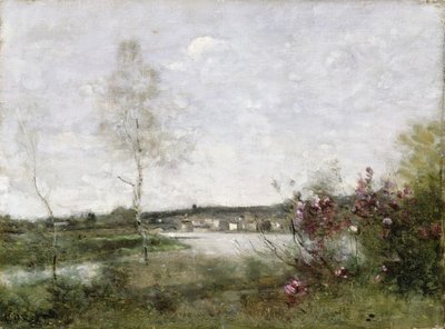 Vista lontana di Corbeil, mattina, c.1870 da Jean Baptiste Camille Corot