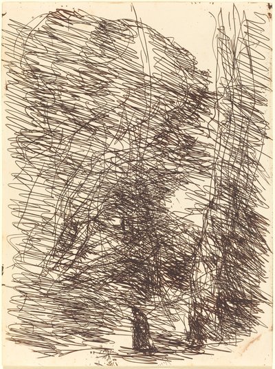 Sognatore sotto gli alberi alti da Jean Baptiste Camille Corot