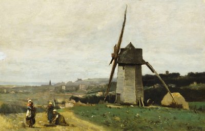 Etretat - un mulino a vento da Jean Baptiste Camille Corot