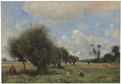 Campi vicino a Étampes, c.1855-60 da Jean Baptiste Camille Corot