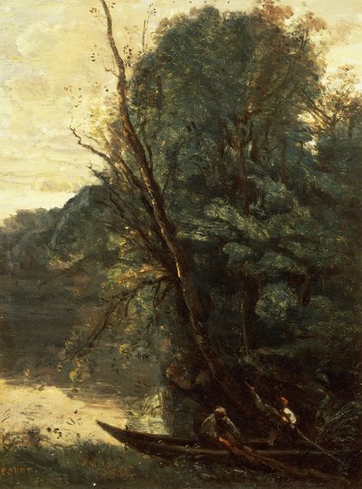 Pesca con reti, sera da Jean Baptiste Camille Corot