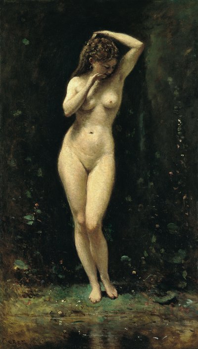Francese:  Le Bain de Diane (La Fontaine) Il bagno di Diana (La fontana) da Jean Baptiste Camille Corot
