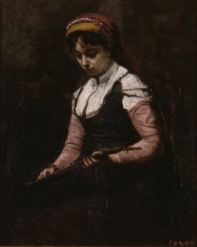 Ragazza con mandolino da Jean Baptiste Camille Corot