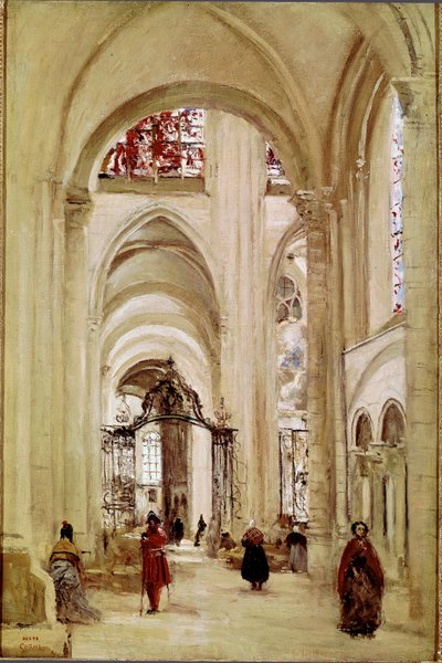 La cattedrale di Sens. Dipinto di Jean Baptiste Camille Corot. 1874. Parigi, Museo del Louvre da Jean Baptiste Camille Corot