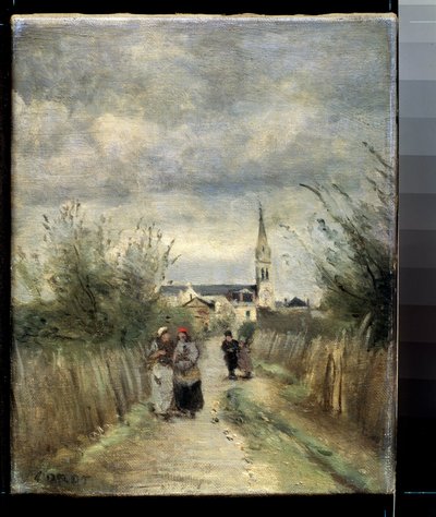 La strada della chiesa ad Argenteuil da Jean Baptiste Camille Corot
