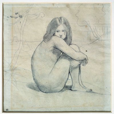 Bambina seduta in un paesaggio da Jean Baptiste Camille Corot