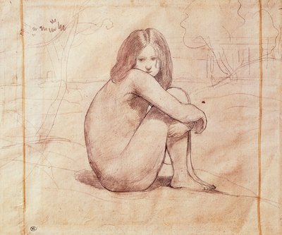 Ragazza nuda seduta, disegno di Jean-Baptiste-Camille Corot (1796-1875) da Jean Baptiste Camille Corot