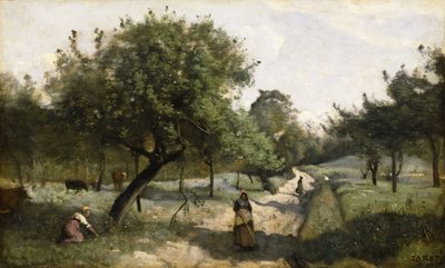 Sentiero con meli da Jean Baptiste Camille Corot