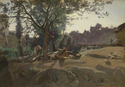 Contadini sotto gli alberi all