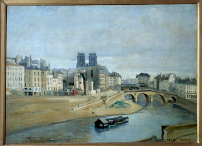 Quai des silvers e il Pont Saint Michel. Vista di Parigi. Dipinto di Camille Corot (1796-1875) da Jean Baptiste Camille Corot