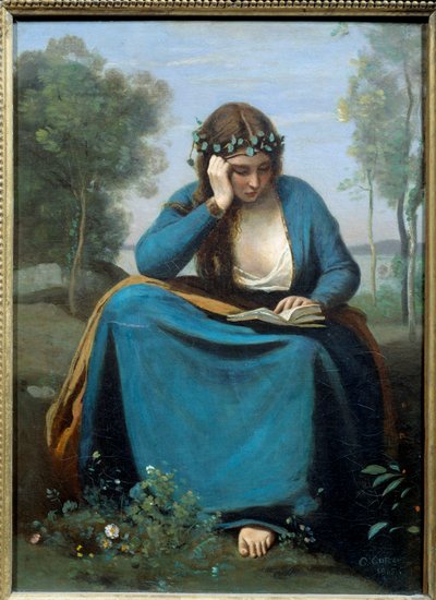 Lettrice incoronata di fiori o la Musa di Virgilio da Jean Baptiste Camille Corot