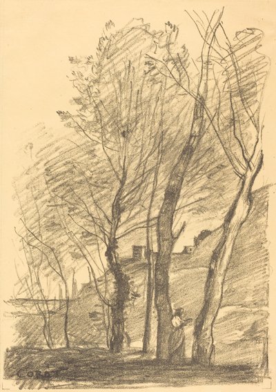 Lettura sotto gli alberi, 1874 da Jean Baptiste Camille Corot