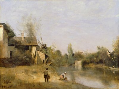 Riva del fiume a Mery sur Seine, Aube, c.1870 da Jean Baptiste Camille Corot