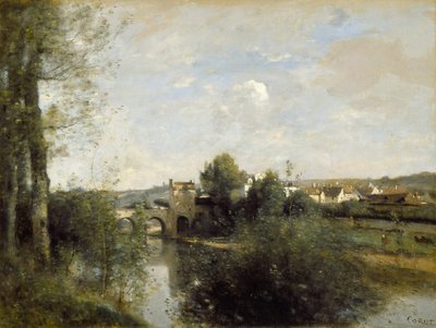 La Senna e il vecchio ponte a Limay da Jean Baptiste Camille Corot