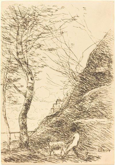 Pastore che lotta con una capra da Jean Baptiste Camille Corot