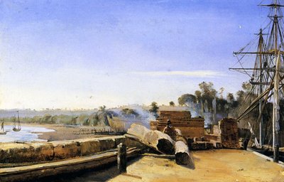 Cantiere navale a Honfleur, c.1823 da Jean Baptiste Camille Corot