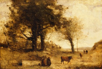 Le mucche e il pozzo da Jean Baptiste Camille Corot