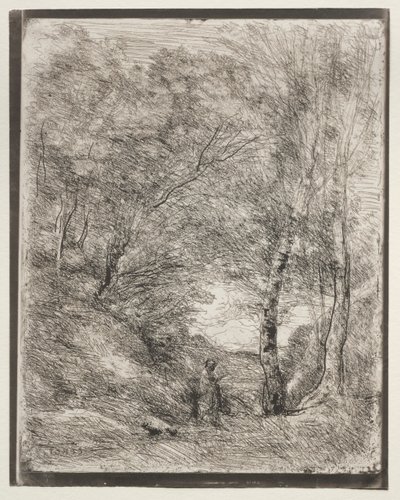 I giardini di Orazio, impressione originale 1855, stampato nel 1921 da Jean Baptiste Camille Corot