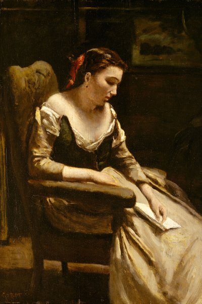La Lettera, c.1865 da Jean Baptiste Camille Corot