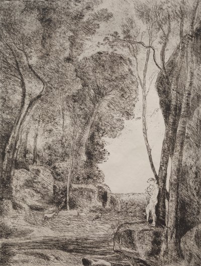 Il piccolo pastore, impressione originale 1855, stampato nel 1921 da Jean Baptiste Camille Corot