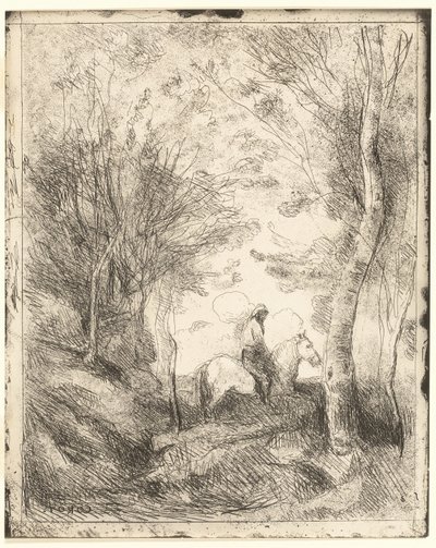 Il cavaliere nel bosco, grande tavola da Jean Baptiste Camille Corot