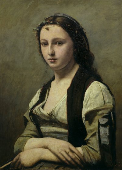La donna con la perla, c.1842 da Jean Baptiste Camille Corot