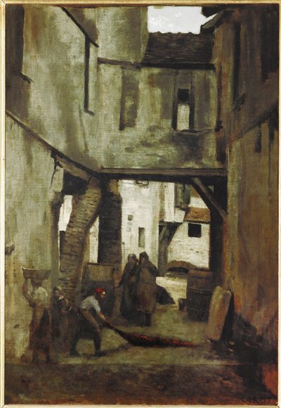Le concerie di Mantes, Francia ... da Jean Baptiste Camille Corot