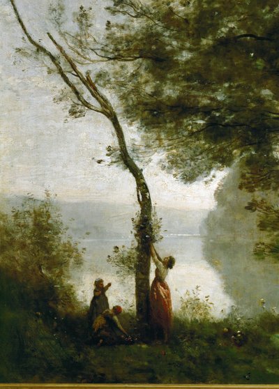 Albero e donna. Souvenir di Mortefontaine, Francia ... da Jean Baptiste Camille Corot
