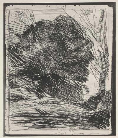Alberi sulla montagna, impressione originale 1856, stampata nel 1921 da Jean Baptiste Camille Corot