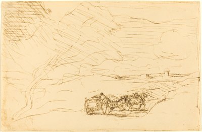 Carro che va in città (Le Charriot allant a la ville) da Jean Baptiste Camille Corot