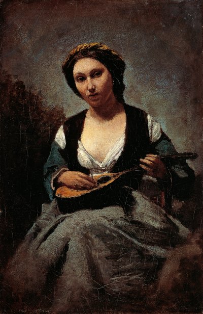 Donna con mandolino da Jean Baptiste Camille Corot