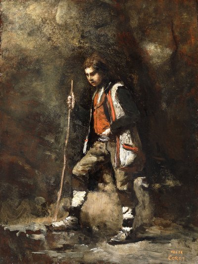Giovane Pastore Italiano sulla Montagna, c.1845-55 da Jean Baptiste Camille Corot
