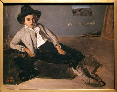 Giovane italiano seduto da Jean Baptiste Camille Corot