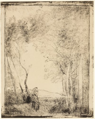 Giovane madre al margine del bosco da Jean Baptiste Camille Corot