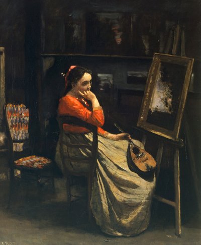 Giovane donna con mandolino (Atelier la mandoline) di Jean-Baptiste Camille Corot da Jean Baptiste Camille Corot