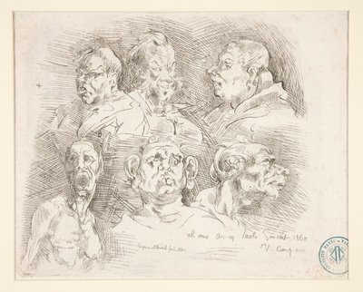 Schizzi di teste grottesche da Jean Baptiste Carpeaux