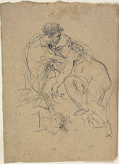 Coppia seduta che si abbraccia da Jean Baptiste Carpeaux
