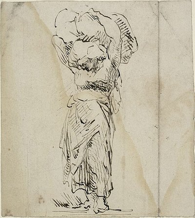 Figura femminile in piedi che trasporta un grande fagotto da Jean-Baptiste Carpeaux