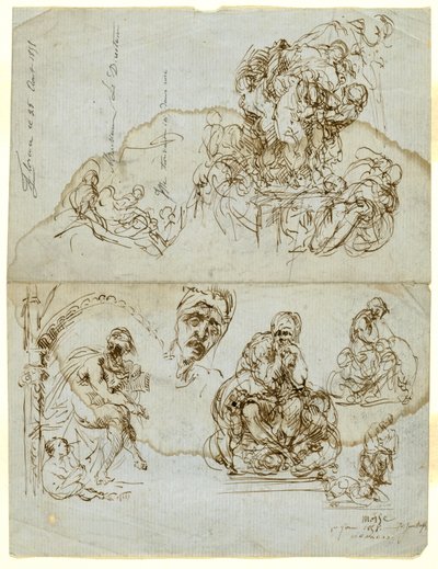 Lettera incompiuta con studi per il gruppo Ugolino da Jean Baptiste Carpeaux