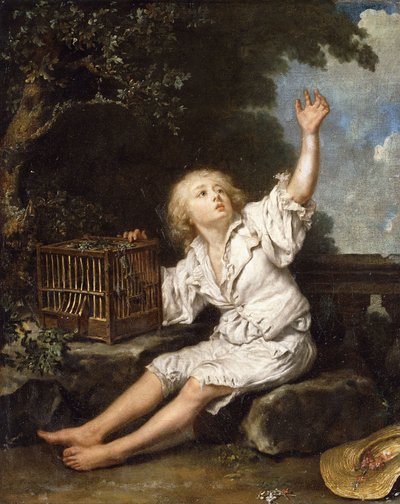 Un ragazzo con una gabbia per uccelli vuota da Jean Baptiste Charpentier