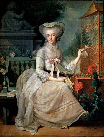 Giovane donna a una gabbia da Jean Baptiste Charpentier the Elder
