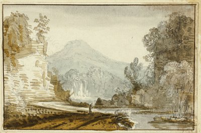 Figura di fiume sotto una scogliera da Jean Baptiste Claude Chatelain