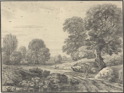 Viaggiatori su una Strada in un Paesaggio Boschivo da Jean Baptiste Claude Chatelain