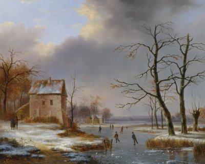 Pattinaggio su un fiume ghiacciato da Jean Baptiste Coene