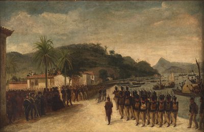 Imbarco, a Praia Grande, di truppe destinate al blocco di Montivideu. da Jean Baptiste Debret