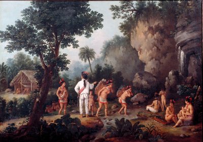Caccia agli schiavi. Famiglie indiane (dal Brasile?) catturate dai mercanti di schiavi. Dipinto di Jean Baptiste Debret. Museo di San Paolo, Brasile da Jean Baptiste Debret