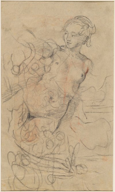 Nudo reclinato con il braccio destro alzato (studio di composizione) da Jean Baptiste Deshays