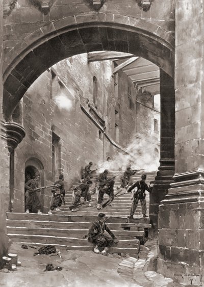 Soldati francesi in combattimento, Guerra franco-prussiana da Jean Baptiste Edouard (after) Detaille