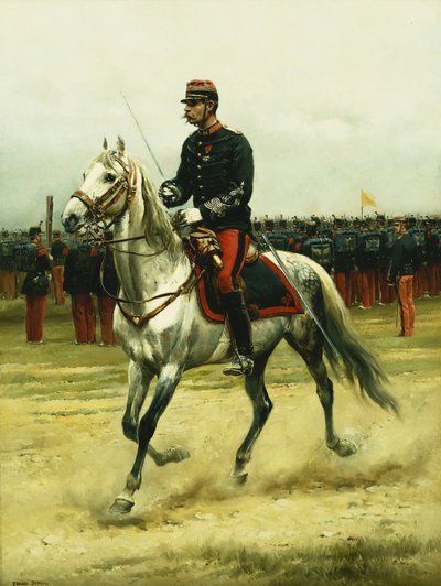 Un ufficiale di cavalleria che passa le truppe da Jean Baptiste Edouard Detaille
