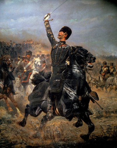 In batteria, carica di cavalleria (1870). Dipinto di Edouard Detaille (1848-1912) da Jean Baptiste Edouard Detaille